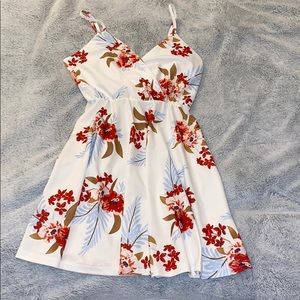 White floral slip dress